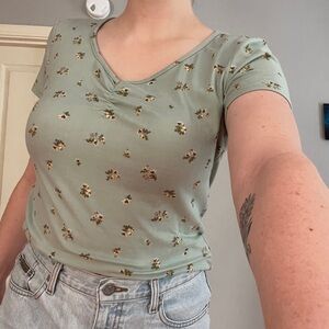 Sage green floral top